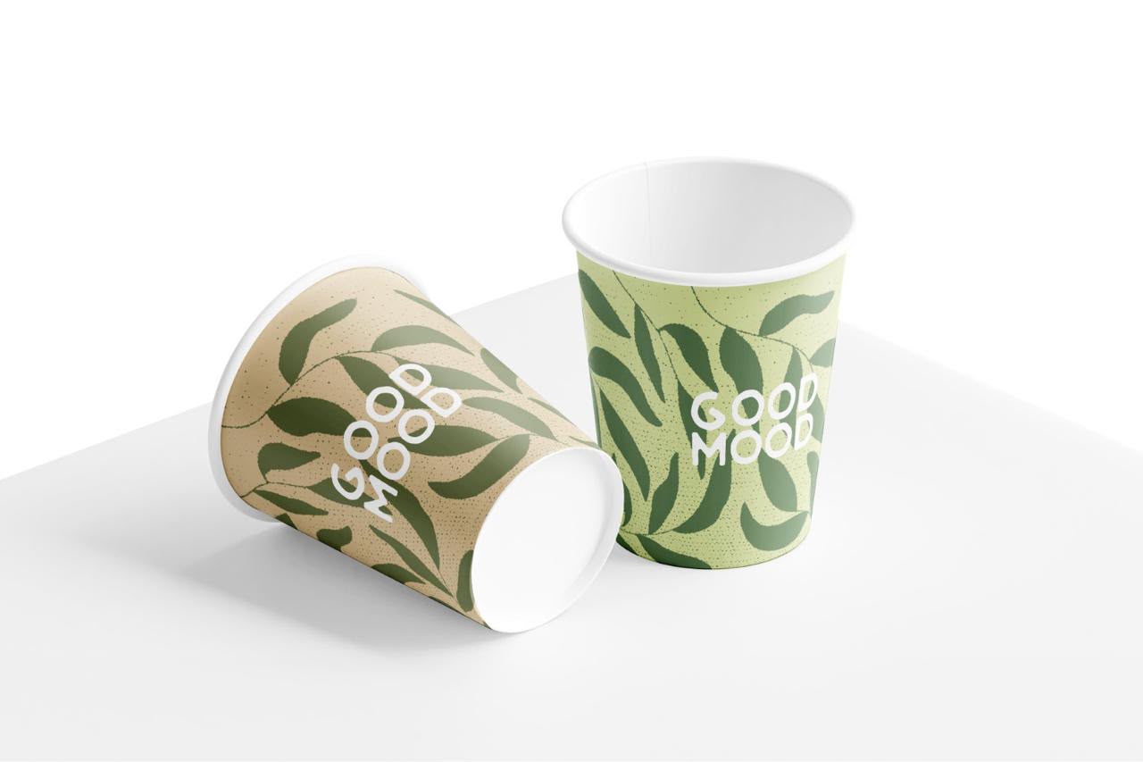 8 oz green printed paper cups
